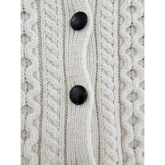 Inis Crafts Chunky Cable Knit Button Front Cardigan Sweater Women's M 100%... - Picture 2 of 10